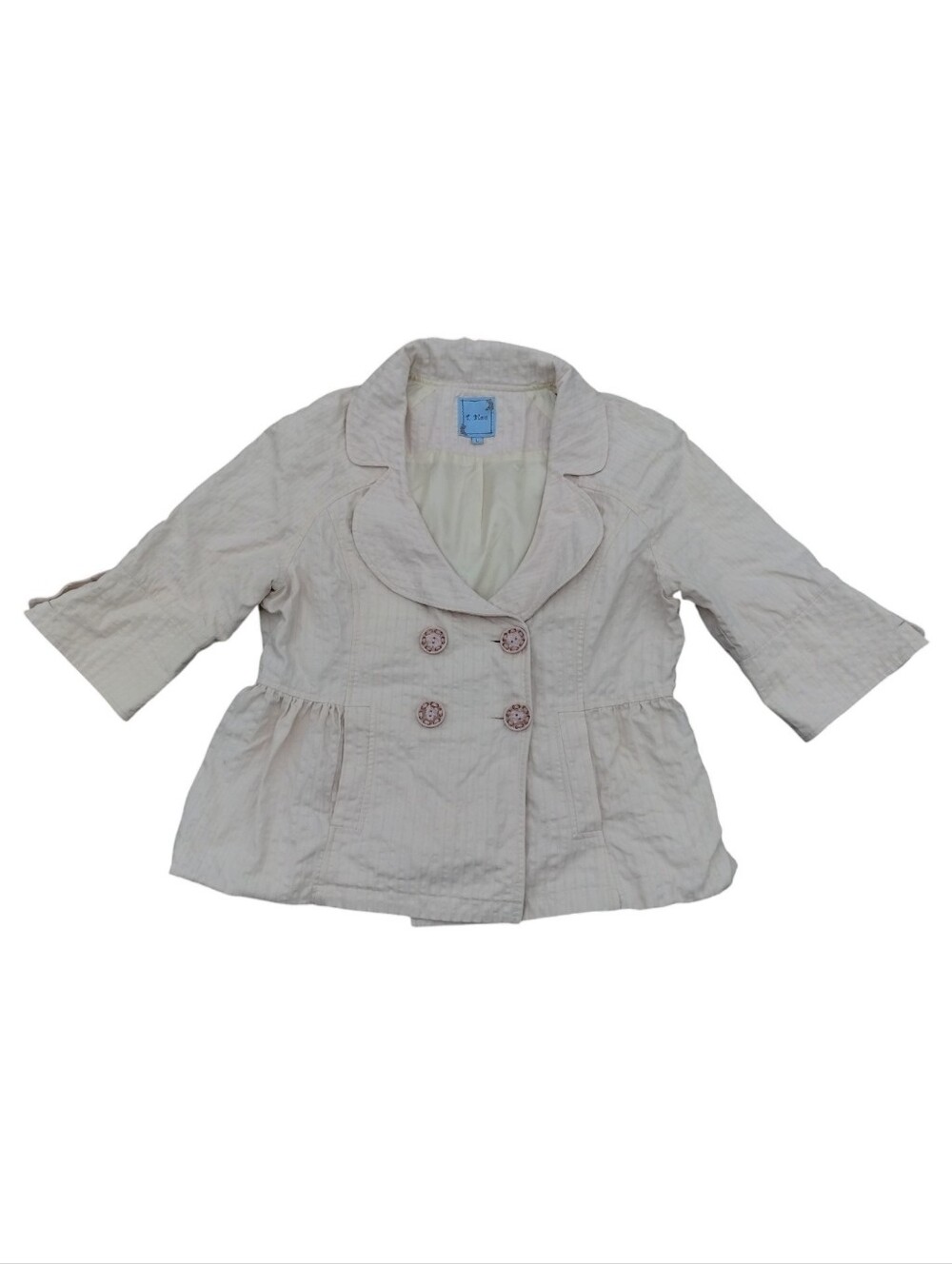 T. Bleu Anthropologie Cream Boho Jacket Size Large Ruffle Artsy Unique White
